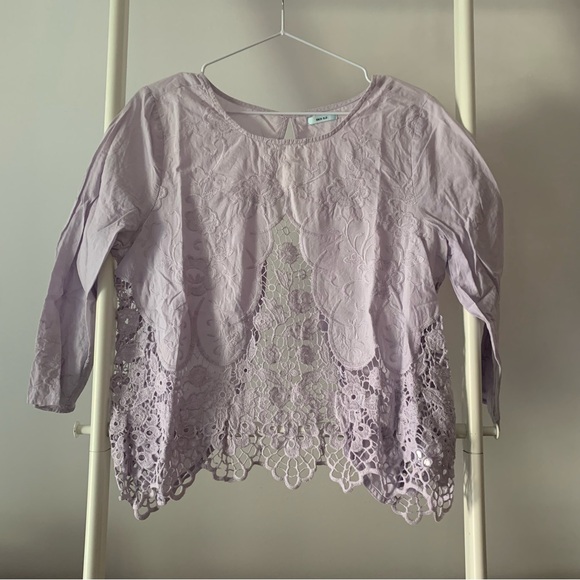 Kimchi Blue Urban Outfitters | Embroidered cotton lilac purple blouse | Openback - Picture 5 of 11